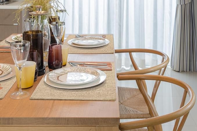 Faux Cotton Linen Placemats Set of 6, Cloth Washable Farmhouse Dining Table Mats - Image 9