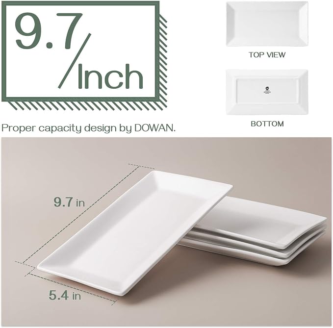 DOWAN 9.7" Rectangle Serving Plates Set of 4 - Image 3
