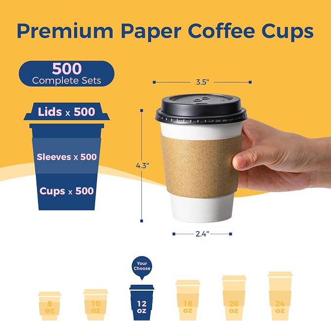 Fit Meal Prep 500 Pack 12 oz Disposable Coffee Cups - Image 2