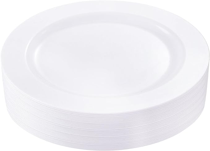 bUCLA 30PCS White Plastic Dinner Plates Disposable by BUCLA
