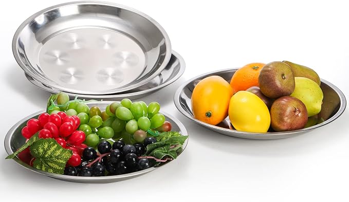 WUWEOT 10 Pack Stainless Steel Dinner Plates, Rust-Proof Camping Serving Plates - Image 7