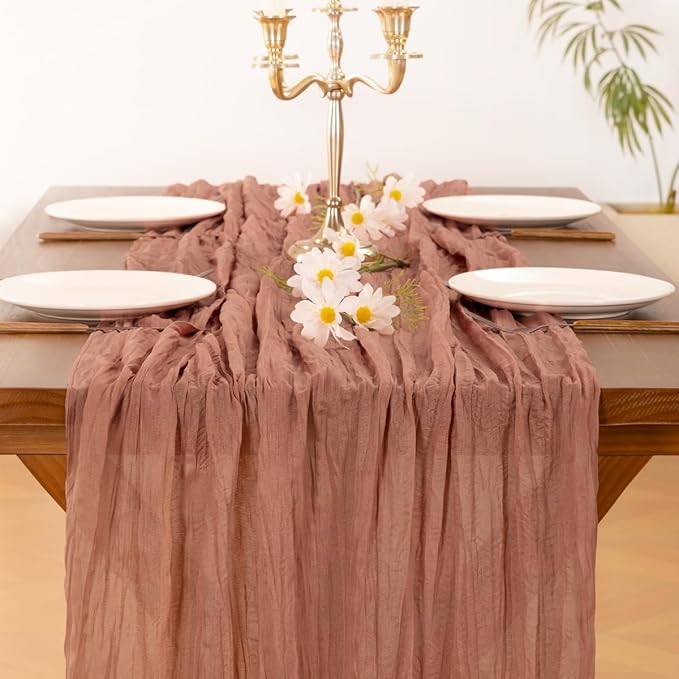 Cheesecloth Table Runner Summer Boho Wedding Birthday Party Home Decor | Dusty - Image 5