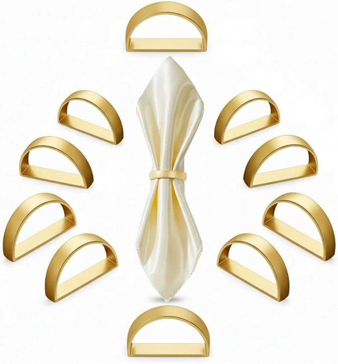 10 Pcs Stainless Steel Napkin Rings Metal Napkin Ring Holders Fall Thanksgiving by CHENGU