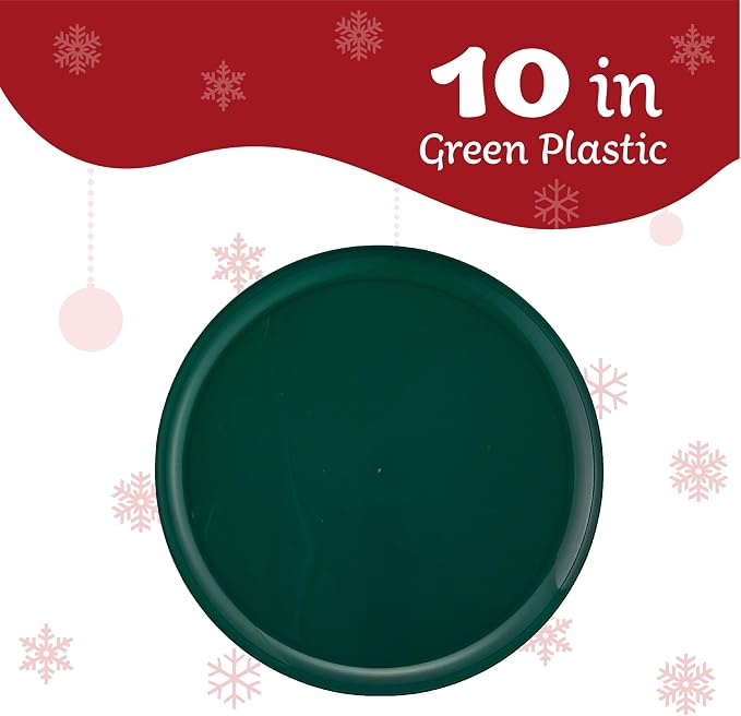 PLASTICPRO [30 Pack 10.7'' Christmass Green Plastic Party Plates Edge - Image 5