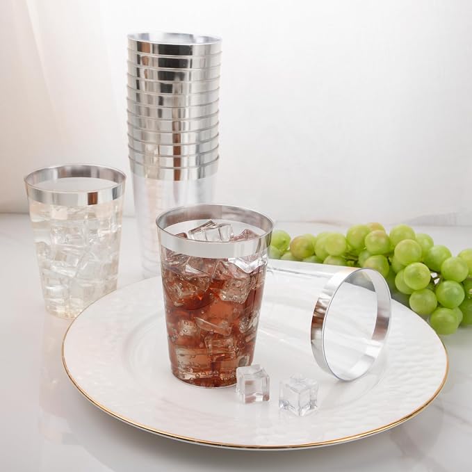 I00000 100 Pack 12 oz Silver Plastic Cups, Party Wine Glasses Cocktail Glasses - Image 3