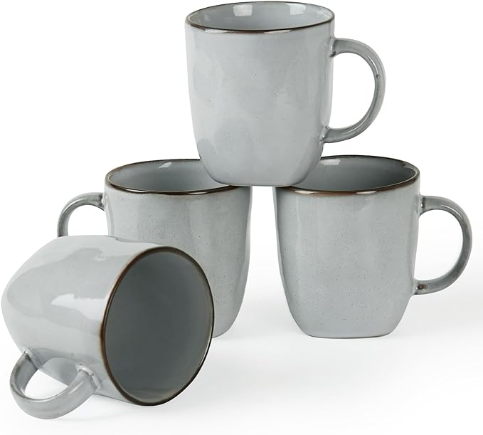 famiware Coffee Mugs Set of 4, Ocean Square 13oz Coffee Cup Set by Famiware
