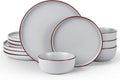 Famiware Mercury 12-Piece Stoneware Dinnerware Set, Light Grey | Plates and by Famiware