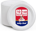JOLLY CHEF10 inch 140 Pack Disposable Paper Plates, Soak Proof, Cut Proof by JOLLYCHEF