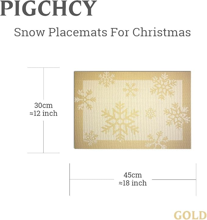 PIGCHCY Christmas Placemats Snowflake Woven Heat Resistant Placemats Washable - Image 2