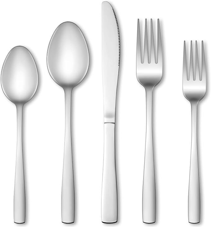 20 Pcs Silverware Set, Stainless Steel Flatware Set by WISKEMA