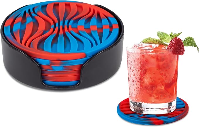 6 Pcs Rubber Drink Coasters Holder Silicone Cup Mat Outdoor Plastic Coaster | by KEHOUXRE