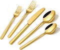 Gold Silverware Set, 40 Piece Flatware Cutlery Set by KINGSTONE