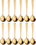 Broth Round Spoon Set, 12-Piece Reusable Stainless Steel Dinner Table Cereal by BISDARUN