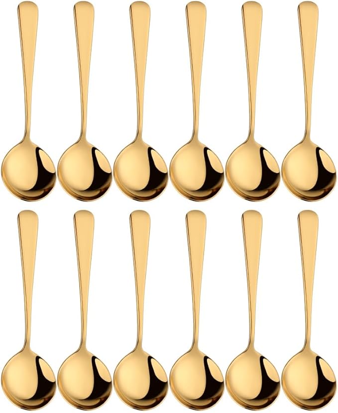 Broth Round Spoon Set, 12-Piece Reusable Stainless Steel Dinner Table Cereal - Image 8