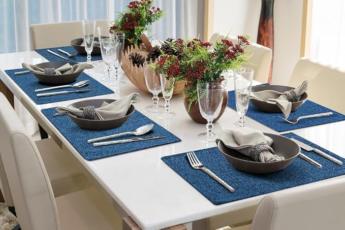 Faux Cotton Linen Placemats Set of 6, Cloth Washable Farmhouse Dining Table Mats - Image 7