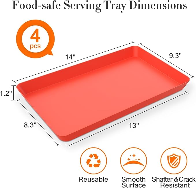 WOWBOX 4 pcs Serving Tray for Entertaining, Serving Platters for Snacks - Image 2