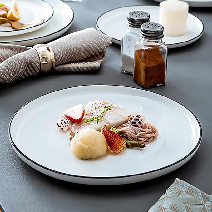 10 Inch Porcelain Dinner Plates, Elegant White - Image 7