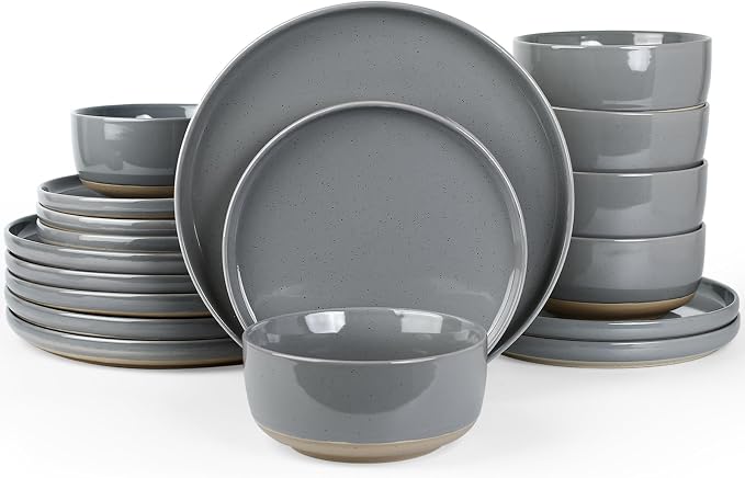 Famiware Milkyway 18-Piece Stoneware Dinnerware Set, Dark Gray | Plates and by Famiware