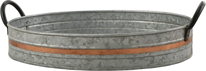Galvanized Metal Serving Trays Iron Black Handles, Farmhouse Tray - Image 2