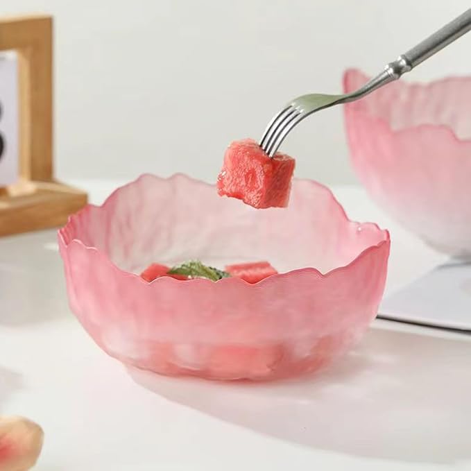 Glass Bowl for Salad Candy Fruit Serving, Decorative Bowl, Dish-Pink 7.6" | - Image 9