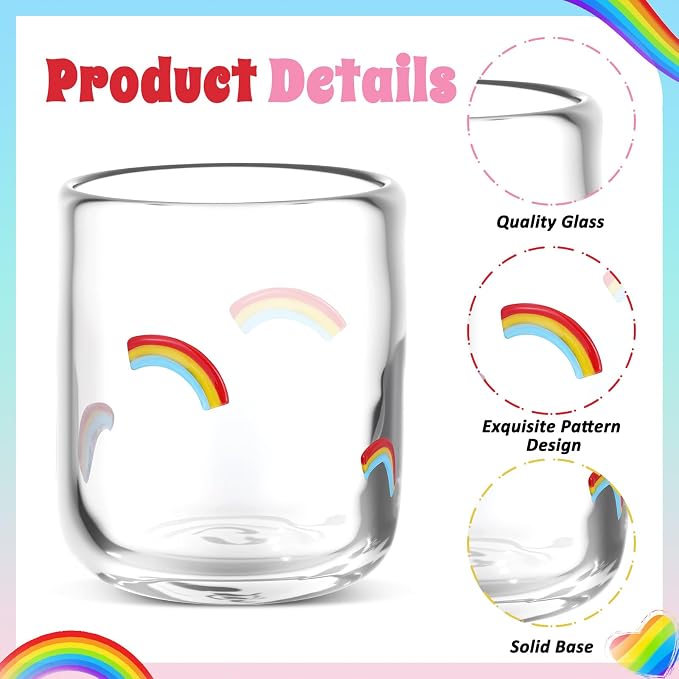 SiliFine 2 Pcs Icon Juice Glasses - 14oz Colorful Rainbow Stemless Wine - Image 4