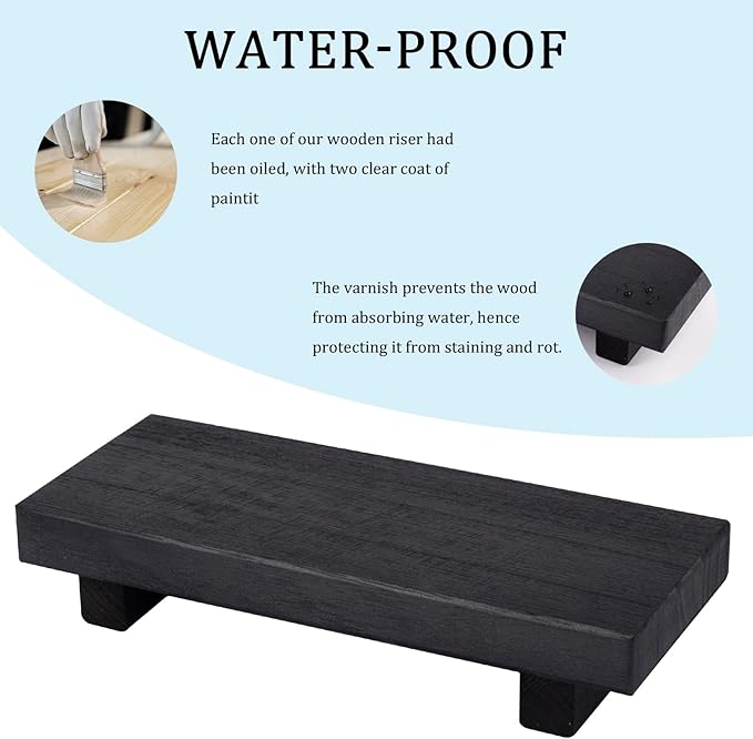 Wood Bathroom Tray Farmhouse Decor Kitchen Soap Holder, 8.7" x 3.6" Black | - Image 3