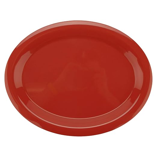 GET 13 1/2" x 10 1/4" Orange Oval Melamine Dinner Plate | Dishwasher safe - Image 2