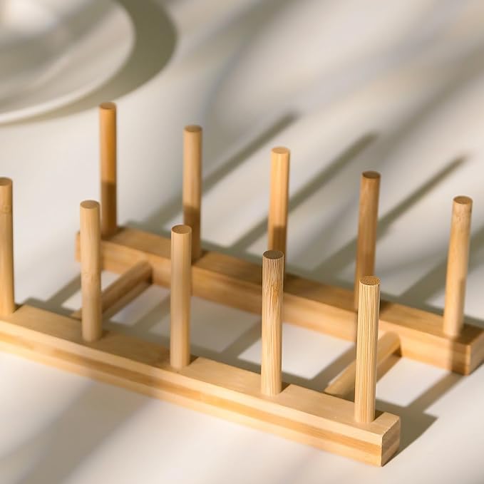 Bamboo Wooden Dish Rack, Plate Organizer - Image 5