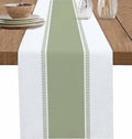 Sage Green Stripe Table Runners 72 inches Long, Linen Boho Table Runner by Futuregrace