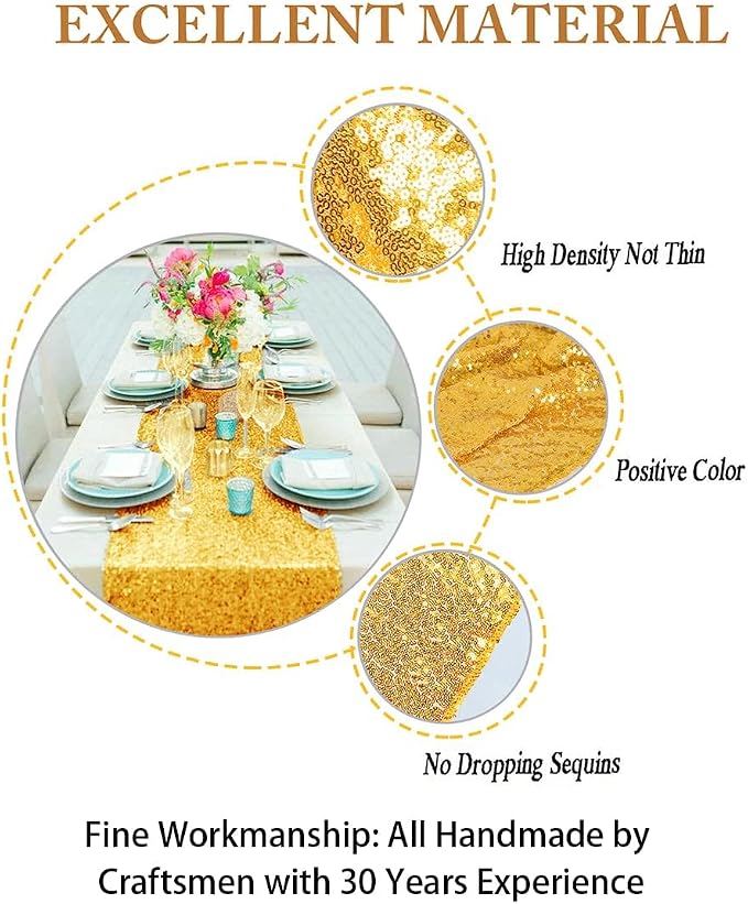ShinyBeauty Wedding Decor Sequin Elegant Tassel Table Runner Plates Party - Image 4