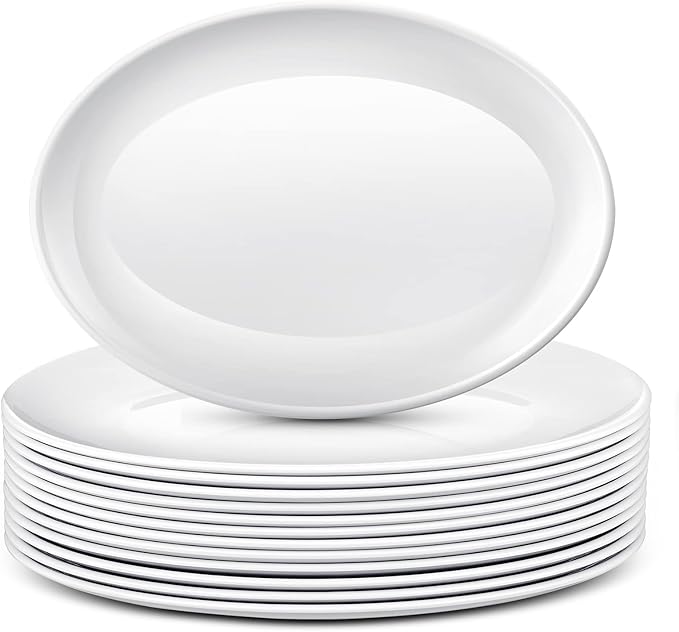 12 Pcs Large Serving Platters Oval Trays White Plates Serving Dish by Dandat