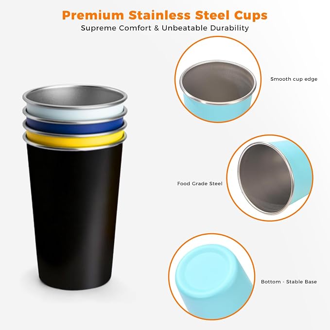 16 Pack Stainless Steel Cups 16oz - Image 3