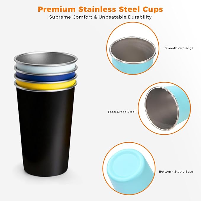 4 Pack Stainless Steel Cups 16oz - Image 3
