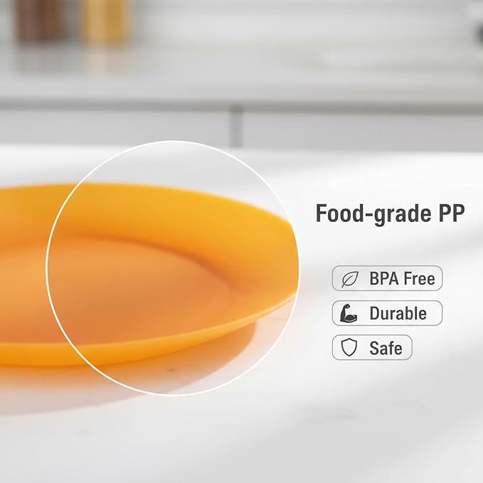 AOYITE 10 inch Plastic Plates Reusable Set 12, BPA Free Kids Plate Autumn | - Image 2