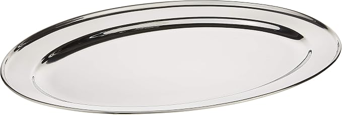 Winco 18" x 11 1/2" Oval Stainless Steel Platter | Restaurant service, Desserts - Image 2