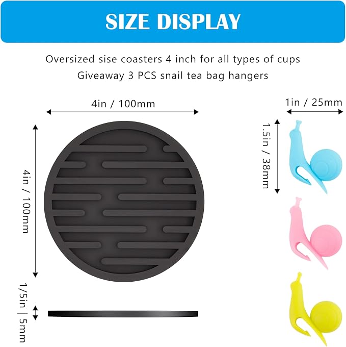 Coasters for Drinks, Silicone Coasters for Coffee Table 6 Set, Heat Resistant - Image 2