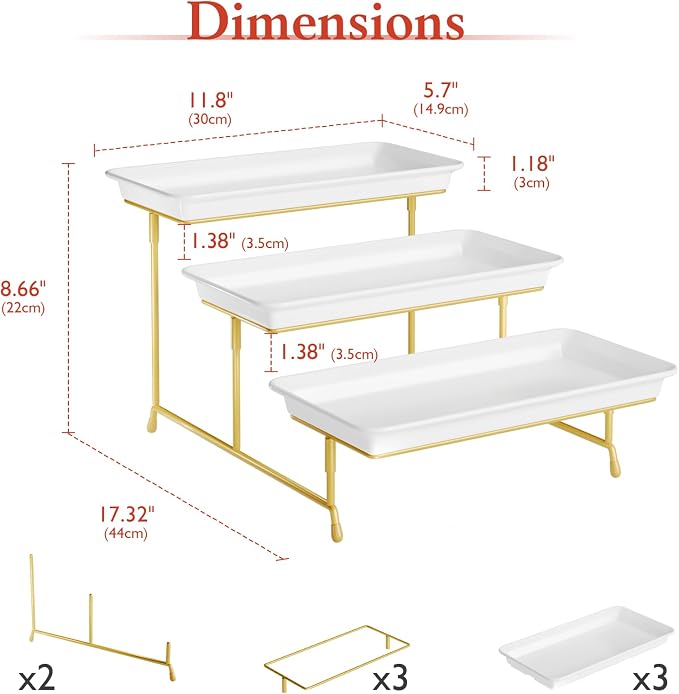 Bumusty 3-Tier Melamine Serving Tray Set, 11.5 x 5.6 in, Birthdays and Holidays - Image 2