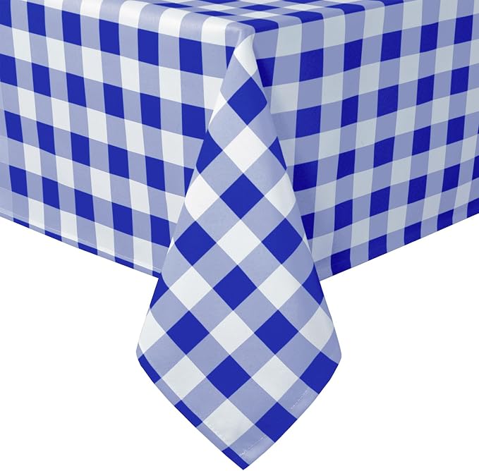 Royal Blue Checkered Tablecloth Square by Hiasan