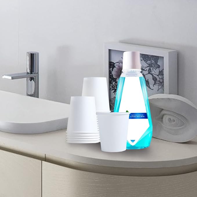 Lamosi 100 Pack 5 oz Paper Cups, Disposable Small Bathroom Cups 5oz | Ldeal - Image 5