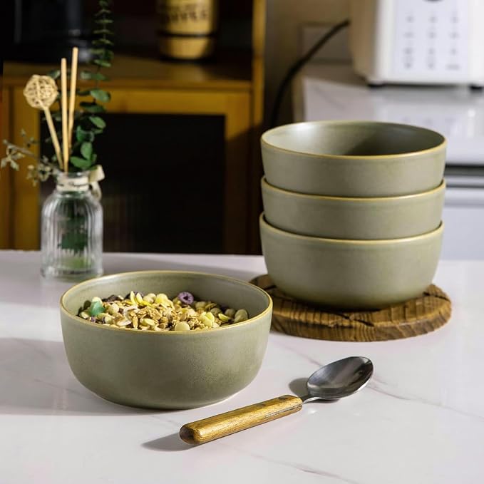 AmorArc Stoneware Cereal Bowls Set of 4, 26oz Soup Ceramic Bowls Set | Modern - Image 6