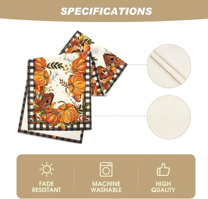 Artoid Mode 210 GSM Fall Table Runner 13x90 Inch. Home Party Decor | Buffalo - Image 5