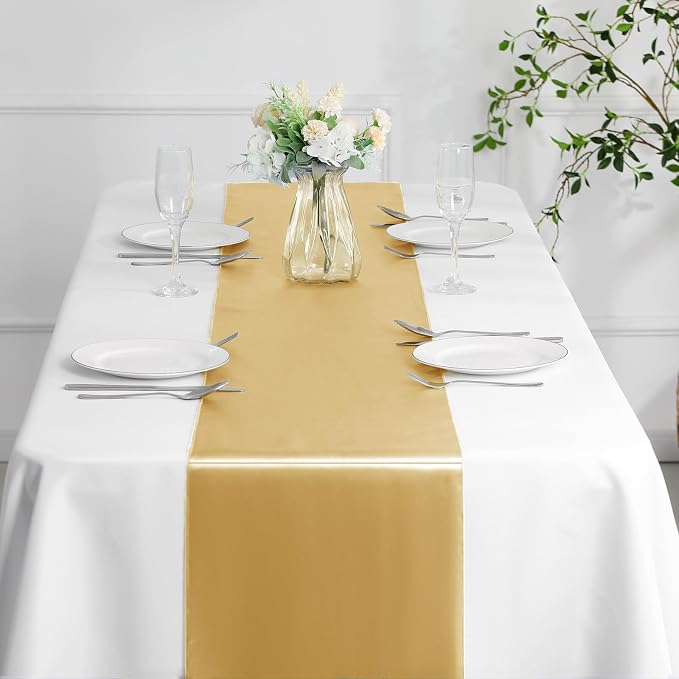 Manyshofu Yellow Gold Satin Table Runner 12x108 - Image 7