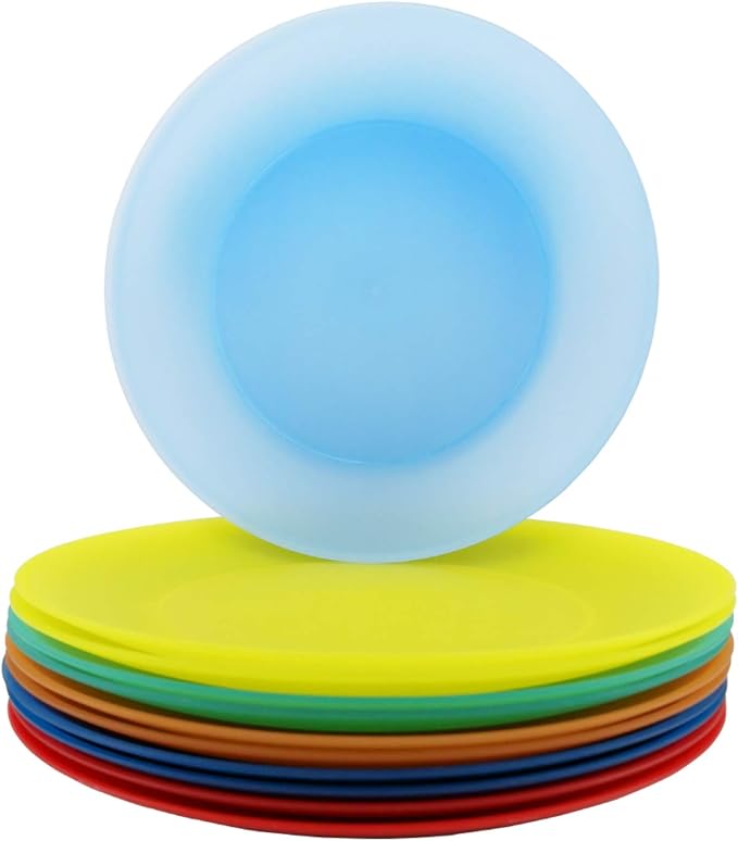 AOYITE 10 inch Plastic Plates Reusable Set 12, BPA Free Kids Plate Bright | by AOYITE