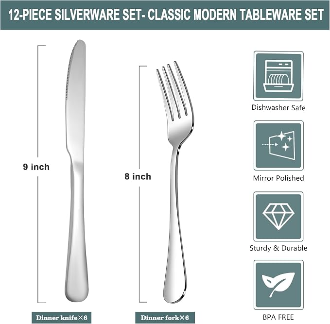 SANTUO 12 Piece Silverware Set - Image 2