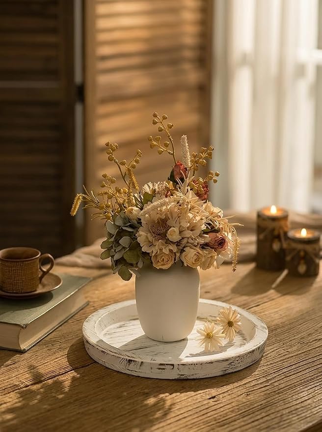 Hanobe Round Wood Candle Holder Trays - Image 6