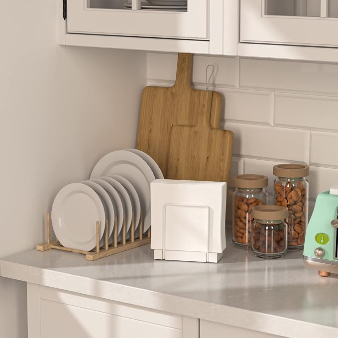 Wican Napkin Holder for Table, Bamboo Iron Standing Napkin Dispenser | Kitchen - Image 3