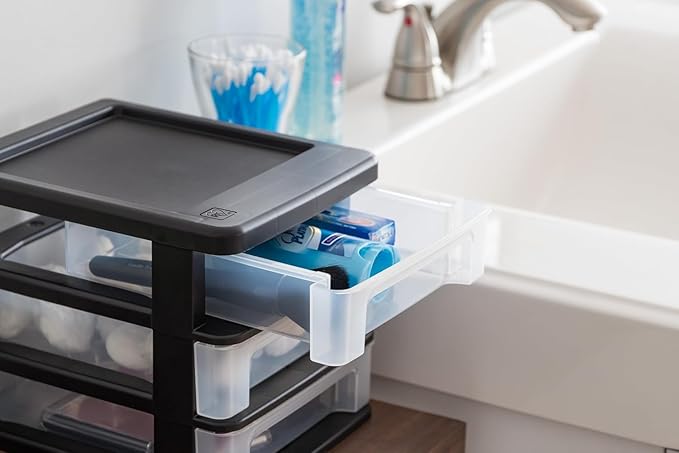 IRIS USA 2-Pack, 3-Drawer Small Plastic Stacking Desktop Organizer, stationery - Image 5