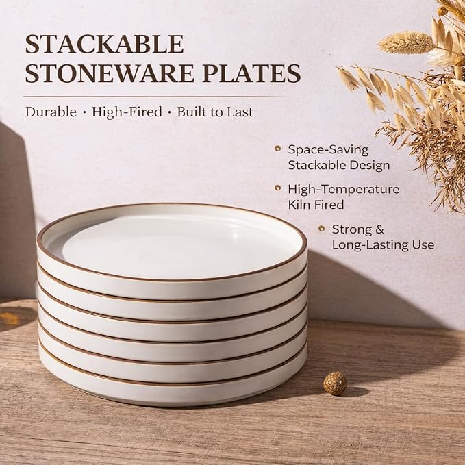 LERATIO Ceramic Dinner Plates Set of 6, 10.25 inch Large ceramic plates | - Image 4