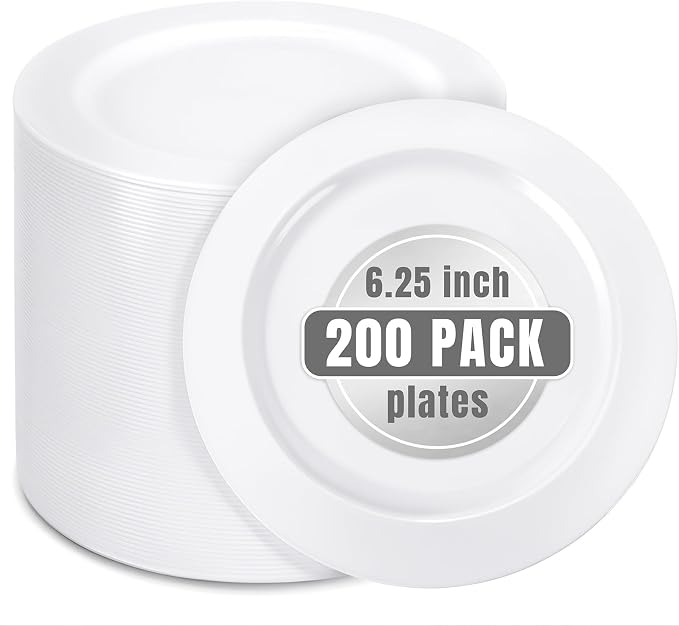 bUCLA 200PCS White Plastic Plates by BUCLA