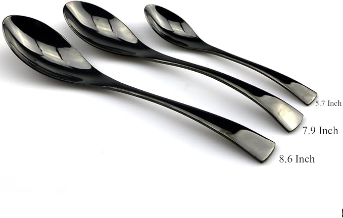 JASHII 18/10 Stainless Steel 20 Piece Mirror Polished Black Flatware Set - Image 6